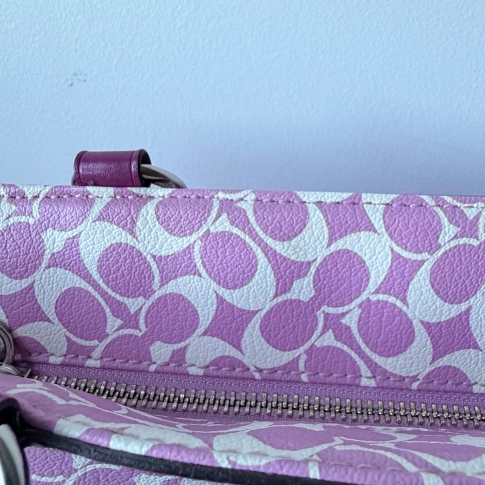 COACH | Heritage Chelsea Signature Logo Tote Bag Purse Purple Pink White F15137 - Picture 8 of 16